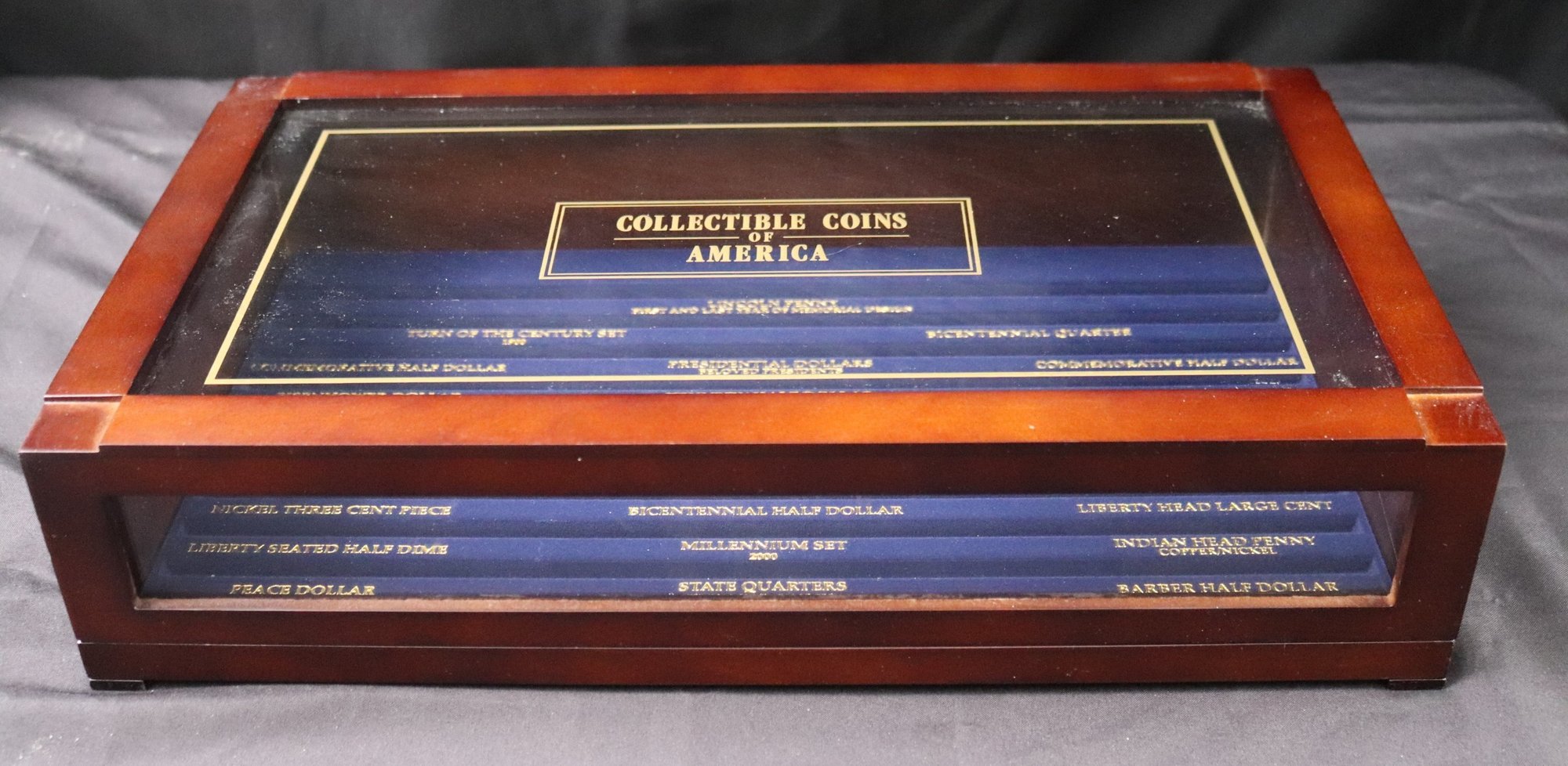 Picture Idea: Collectible Coins Of America Wood Glass Storage Case From The
