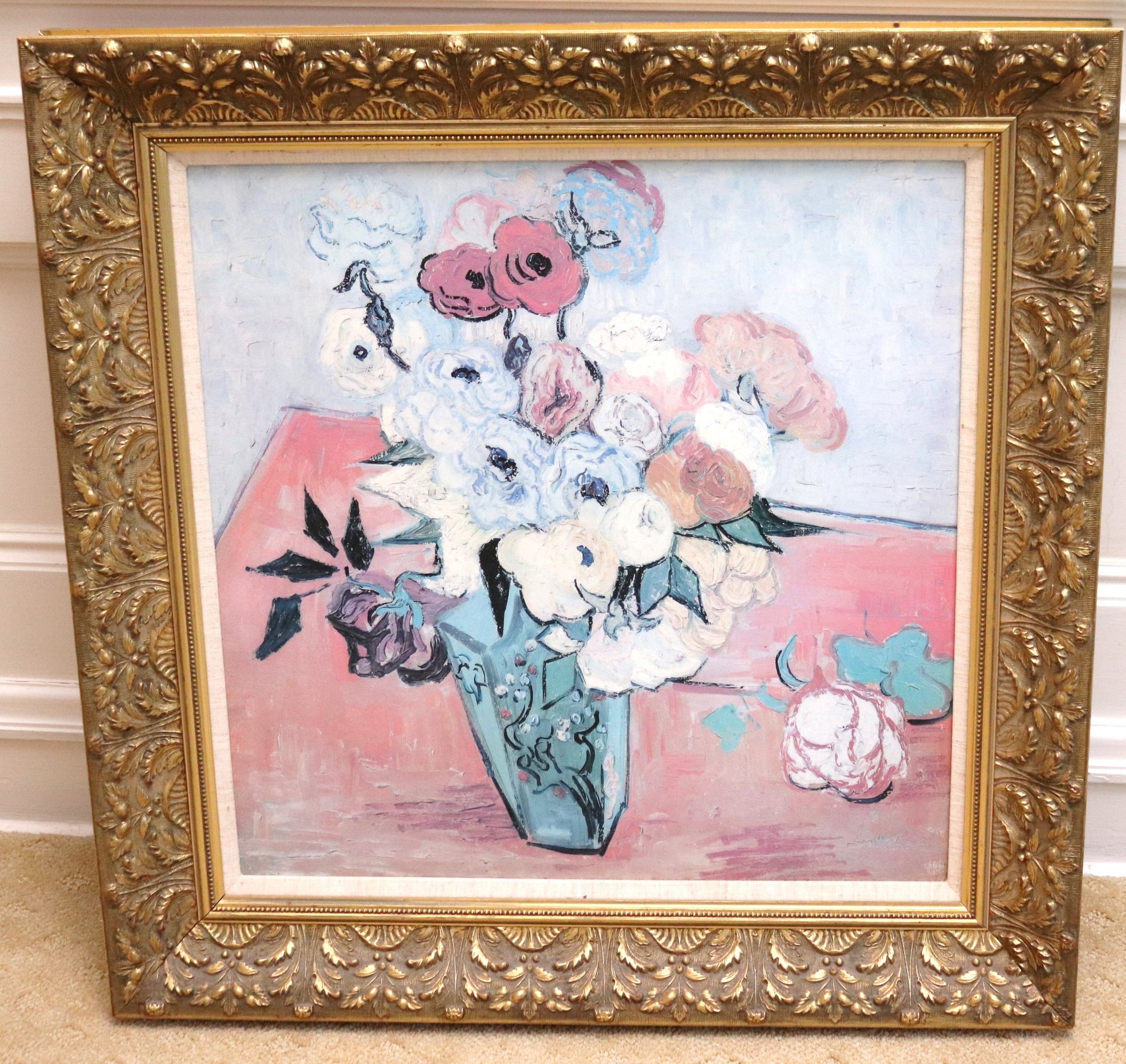 Floral Still Life Painting In The Style Of Van Gogh - Roses And ...