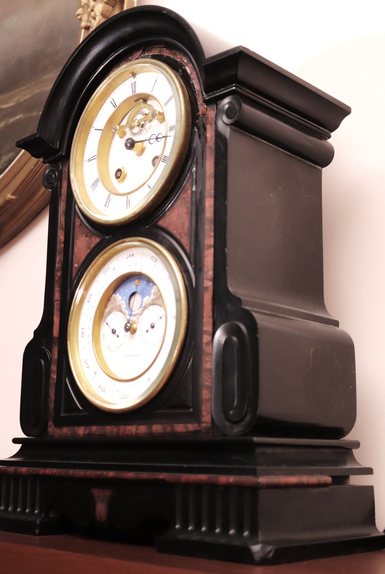19th Century Renaissance Style Perpetual Clock In Black Onyx Clock By ...