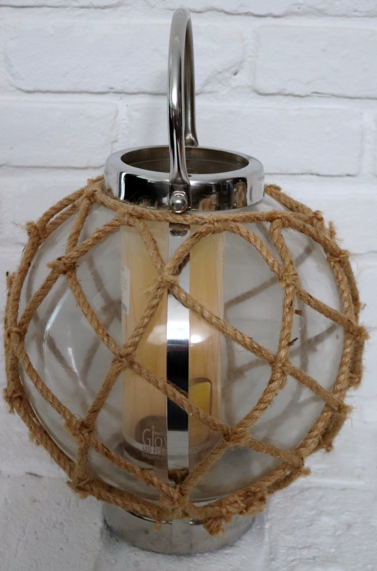 Pair Of Nautical Glass And Rope Candle Holders/Coastal Lanterns #64799 ...