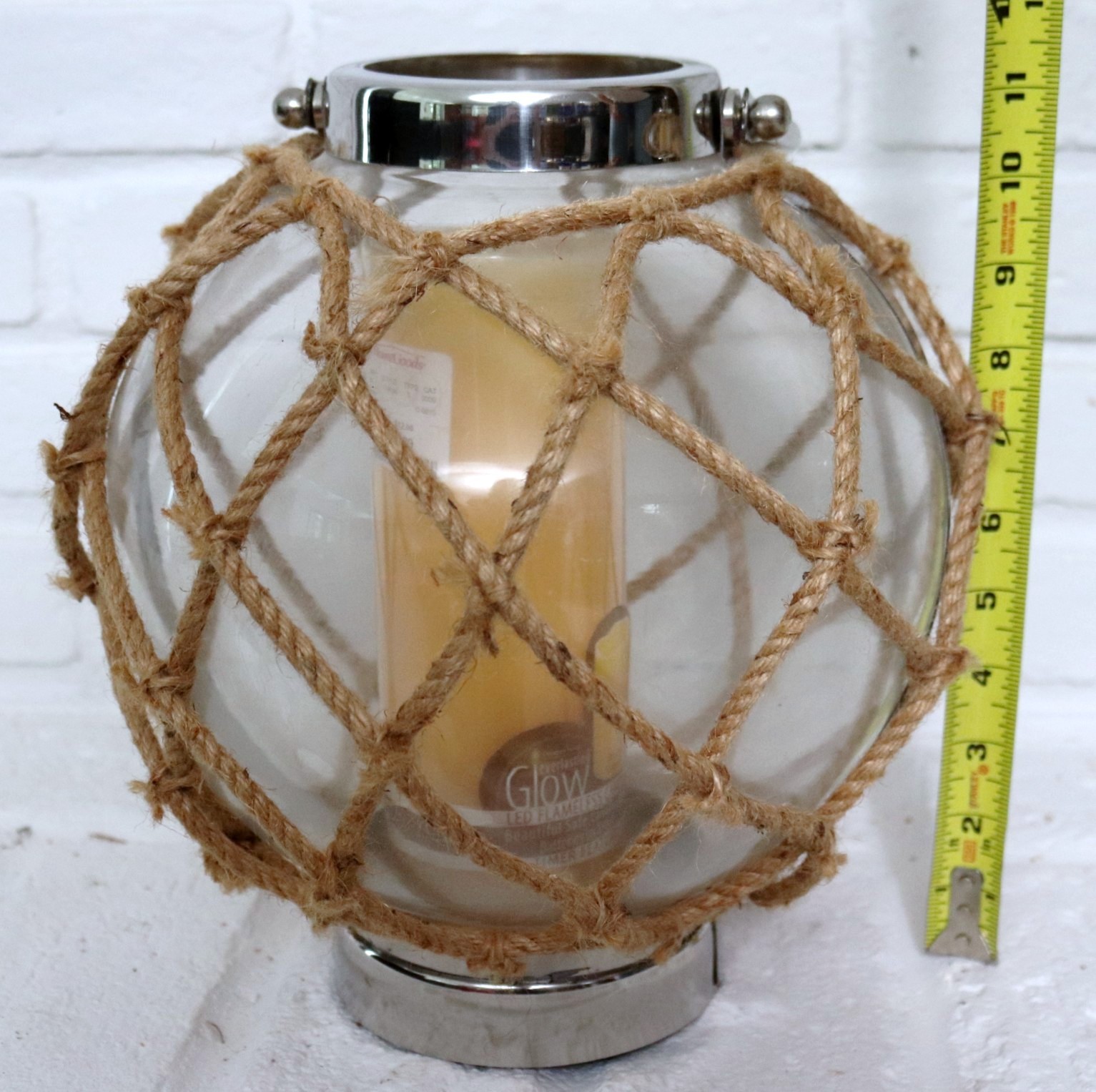 Pair Of Nautical Glass And Rope Candle Holders/Coastal Lanterns #64799 ...