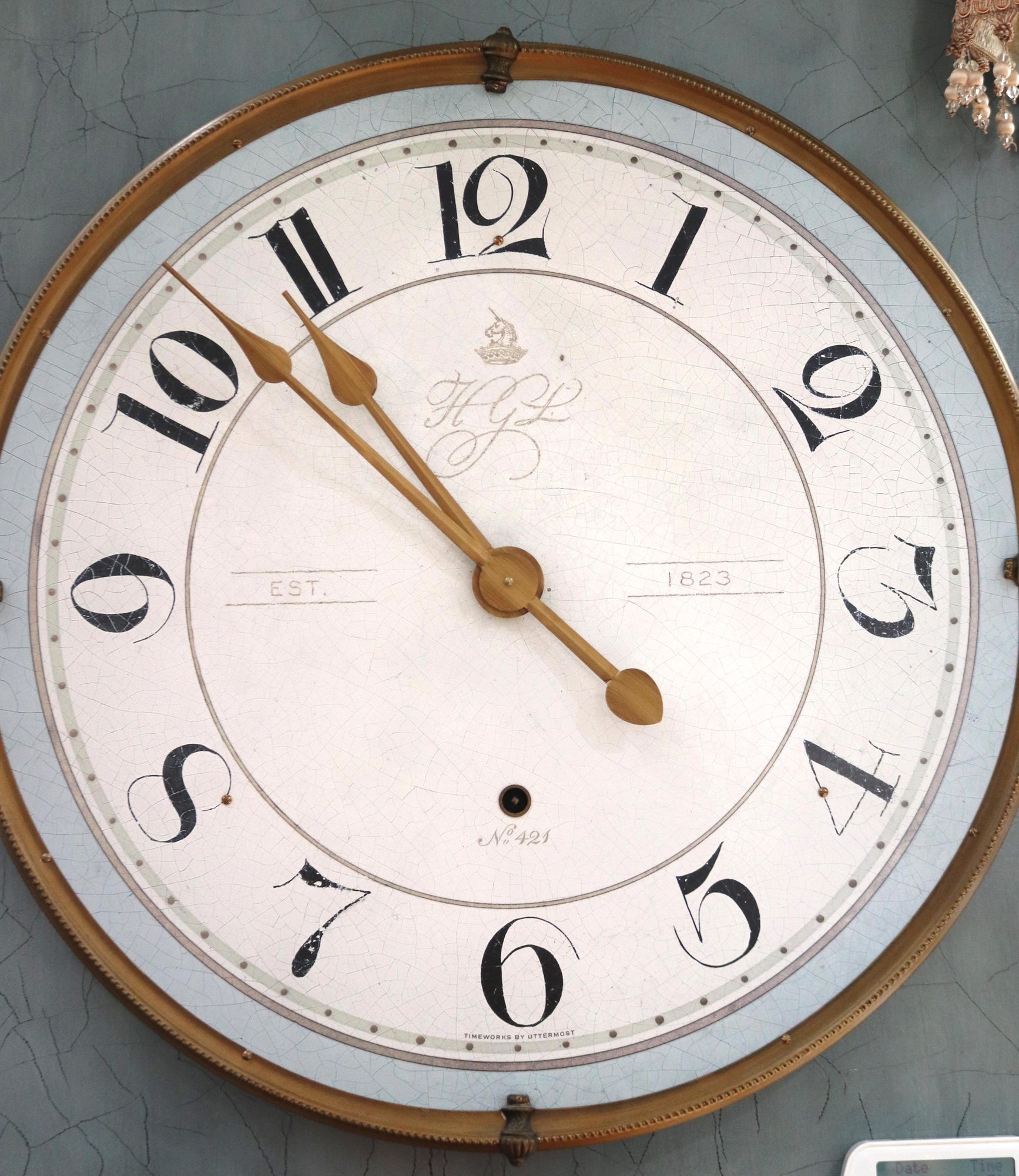 The Uttermost Company Large Round Metal Wall Clock With Battery In ...