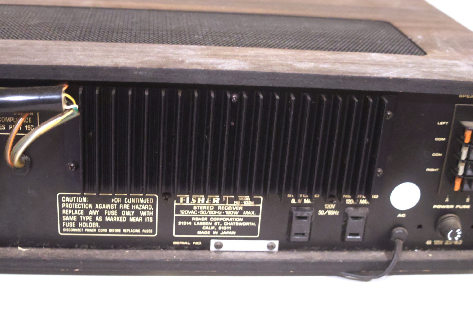 Vintage Studio Standard By Fisher AM/FM Receiver, Model RS-1035 #69582 ...