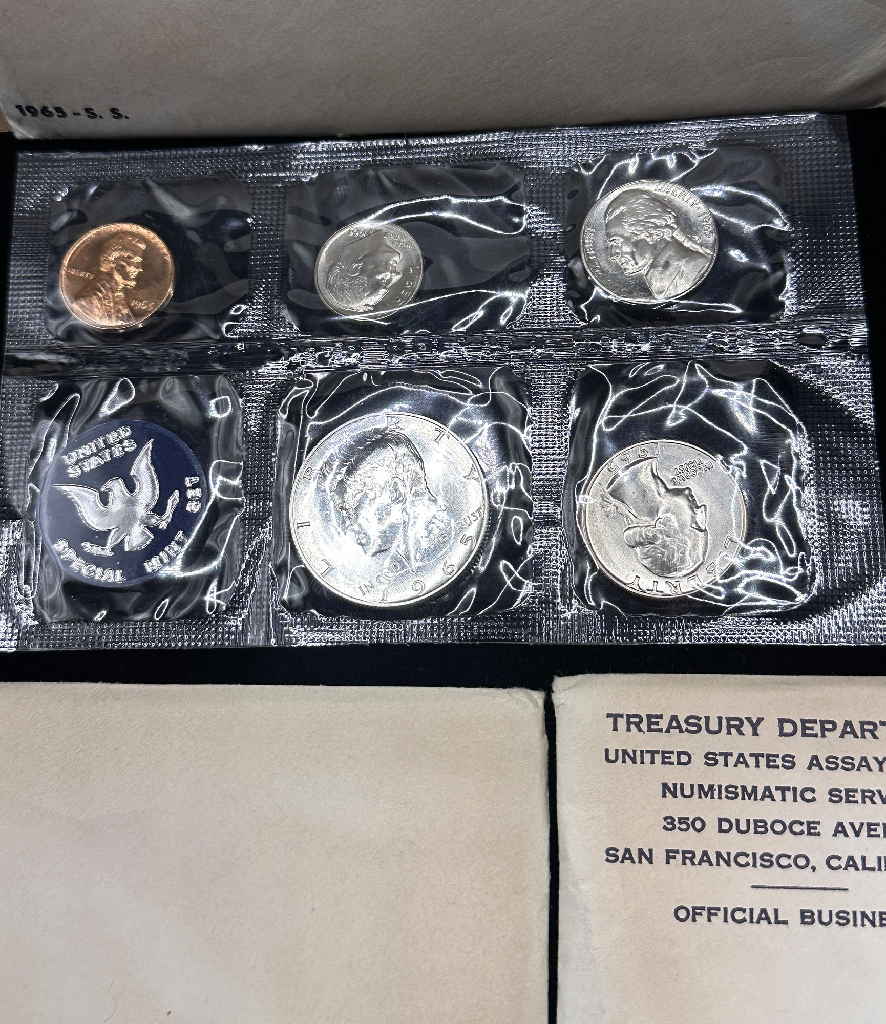 3 Set Of 1965 US Special Mint Coins- San Francisco Mint - No Mint Marks ...