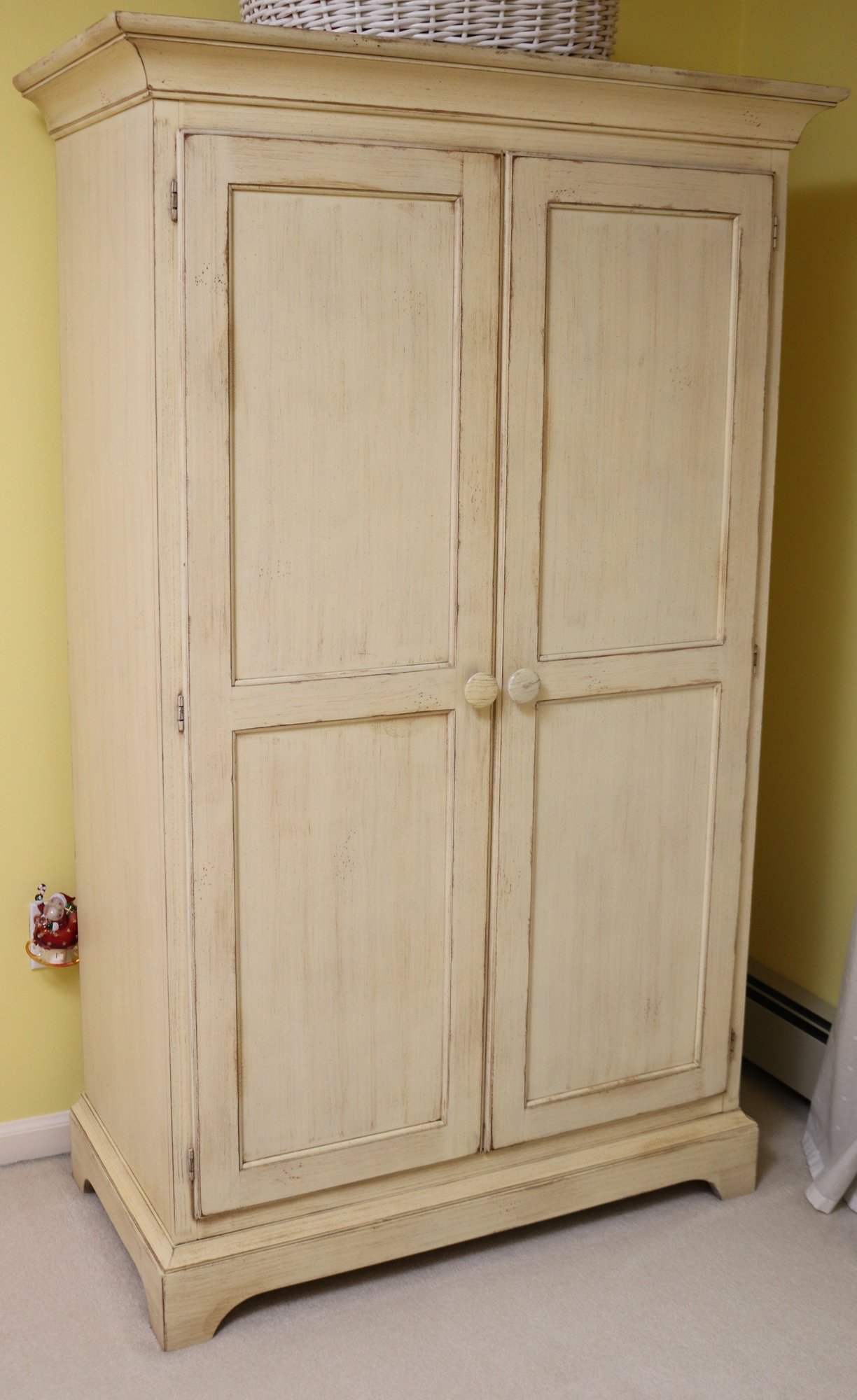 Country Farm House Style Linen Armoire/ Wardrobe In A Distressed Finish ...