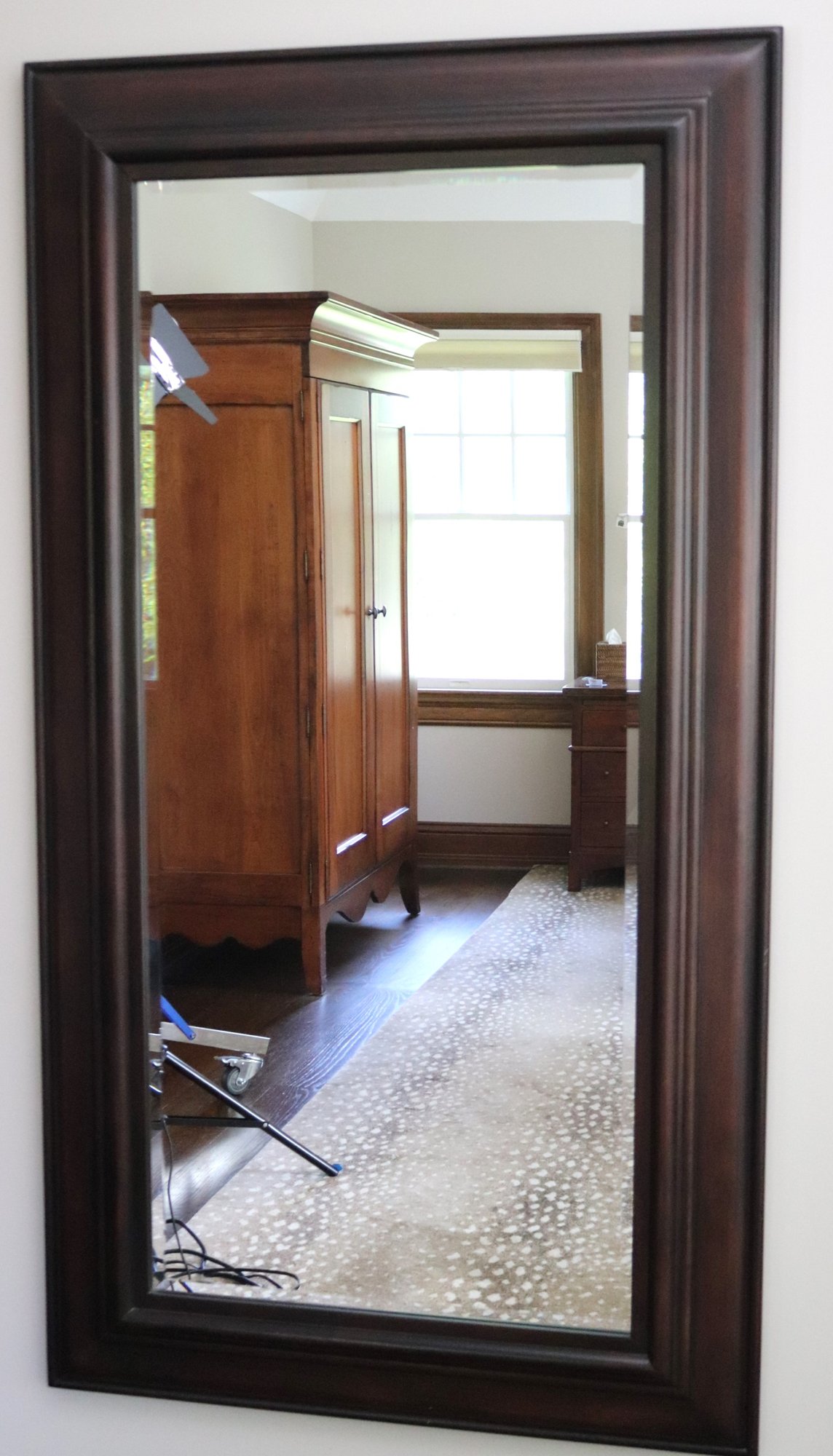Contemporary Beveled Mirror In Wide Wooden Frame #50025 | Auctionninja.com