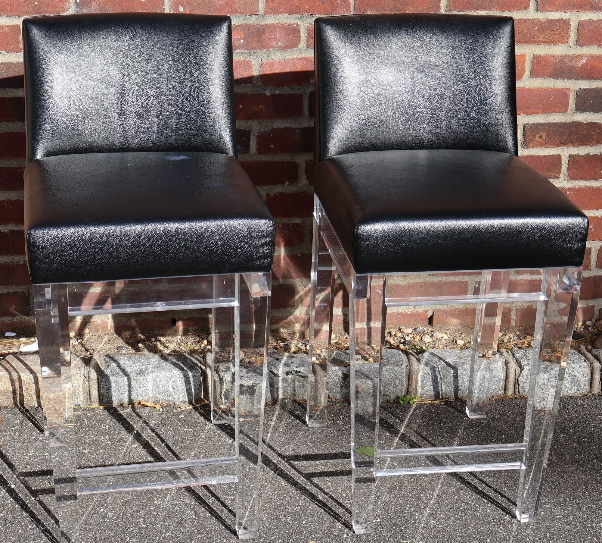 Tag Stool Pair Of Modern Design Black Faux Leather And Clear Acrylic Bar Stools ...