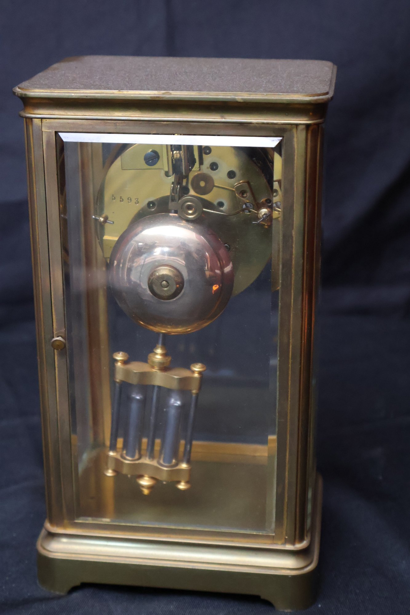 Antique 4-Glass Panel Gilt Bronze Mantel Clock #72936 | Auctionninja.com
