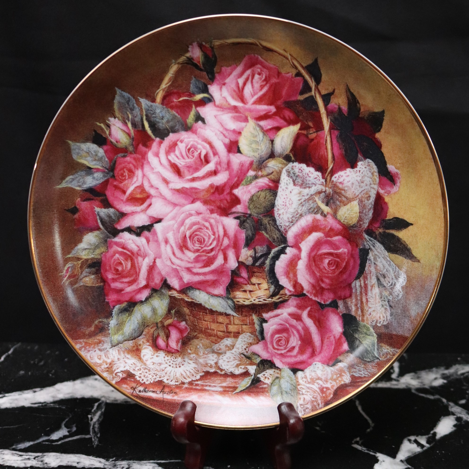 Floral Etched Cut Crystal Pitcher, Bowl, Glass Candlesticks