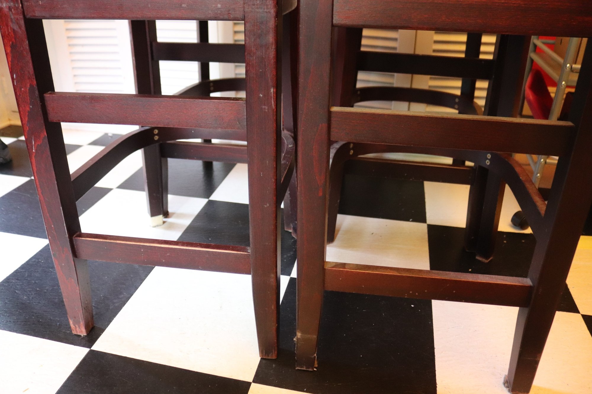 Tag Stool Set Of 4 Window Back Wood Counter Stools #74626 | Auctionninja.com