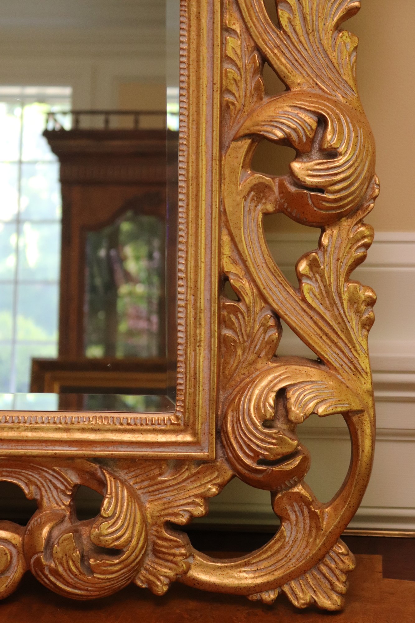 Italian Neapolitan Carved Gilt Scirocco Wood Framed Mirror, By Windsor
