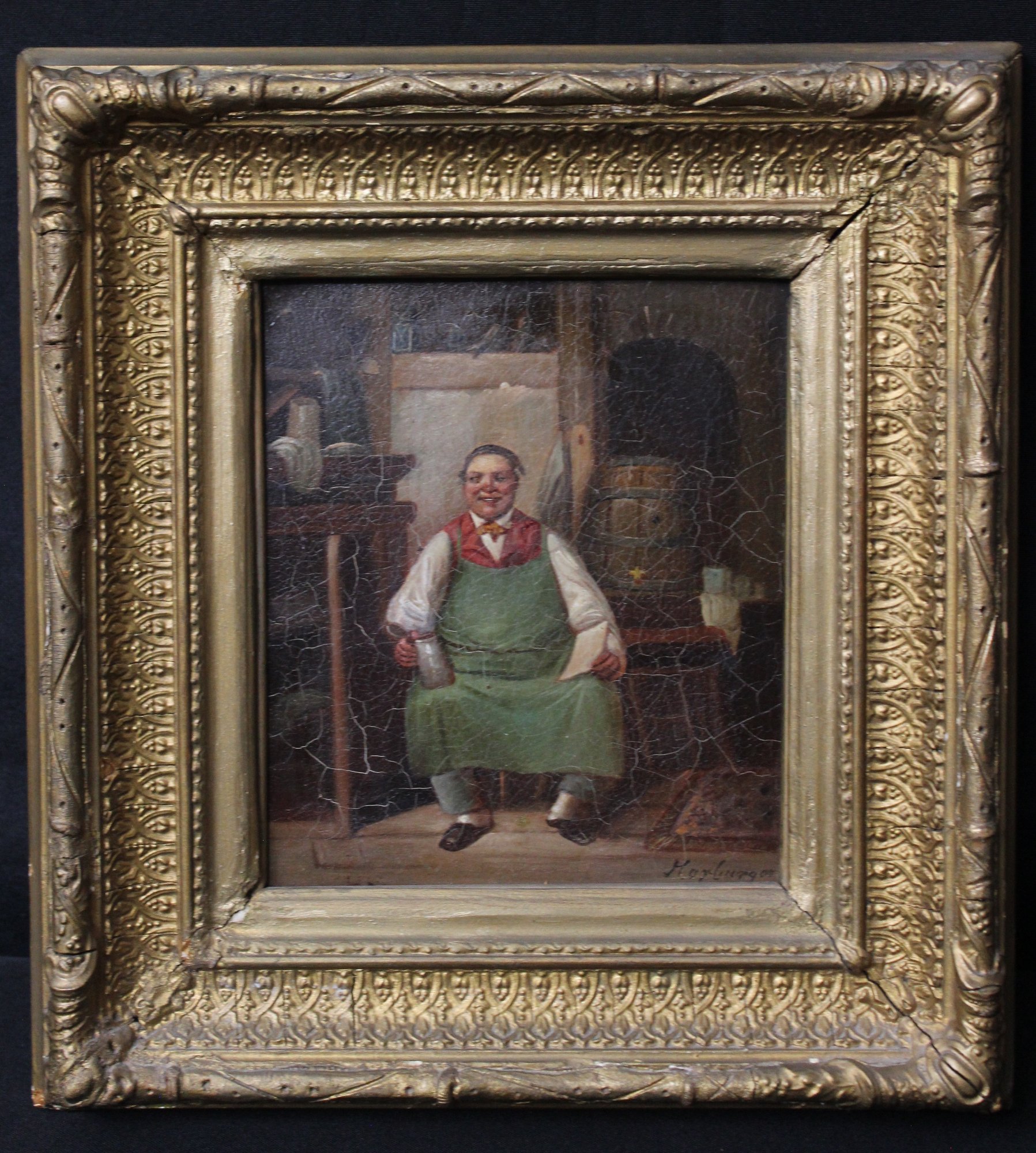 Signed Painting On Metal Panel Of An Innkeeper In A Tavern Setting ...