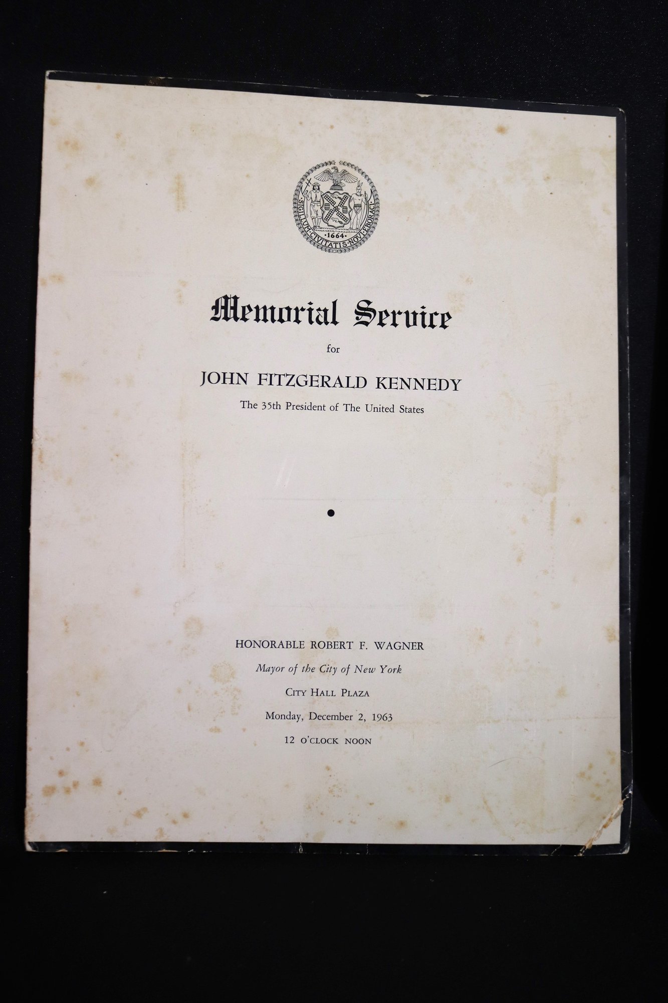 Ephemera Featuring John Fitzgerald, Kennedy Memorial Service And Walt