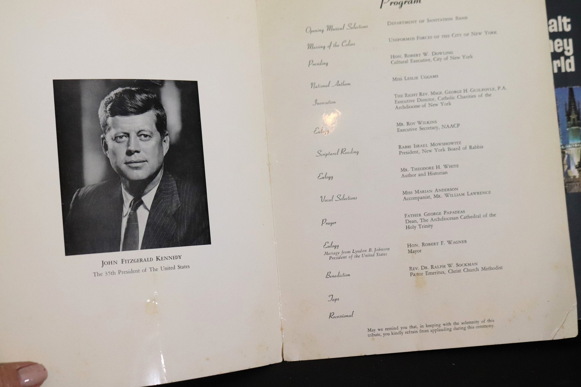 Ephemera Featuring John Fitzgerald, Kennedy Memorial Service And Walt