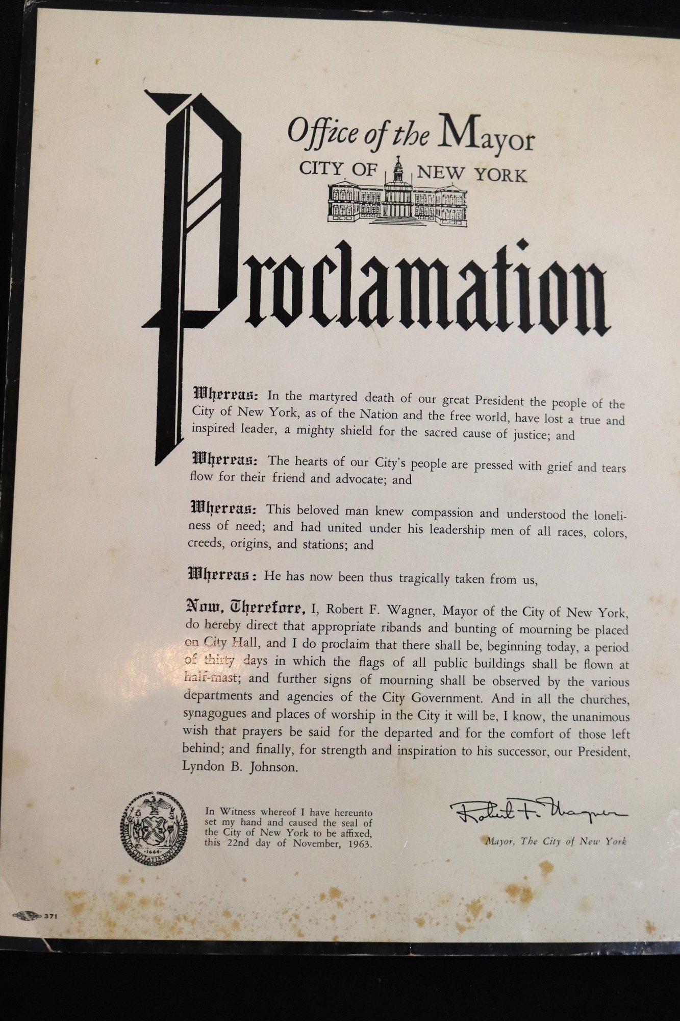 Ephemera Featuring John Fitzgerald, Kennedy Memorial Service And Walt