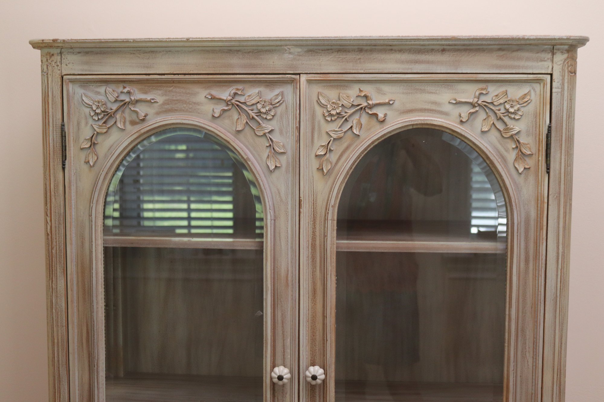 Lightwood Display Curio With Oval Beveled Glass And Two