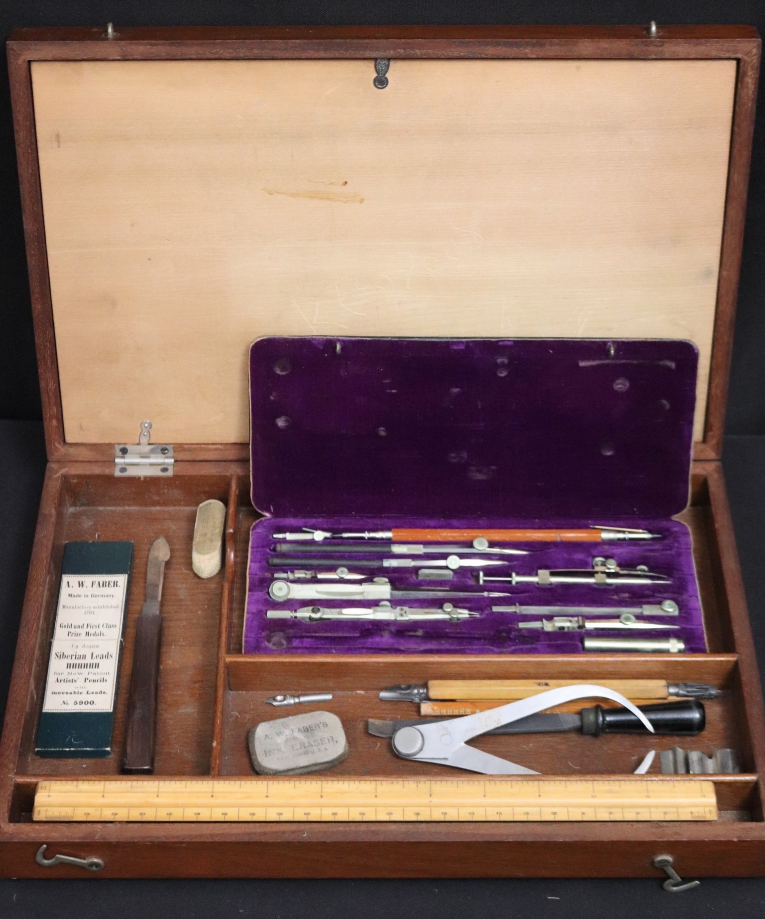 Silver Drawing Instruments Vintage Keuffel & Esser Co Draftsmans Technical Drawing Instrument Set ...