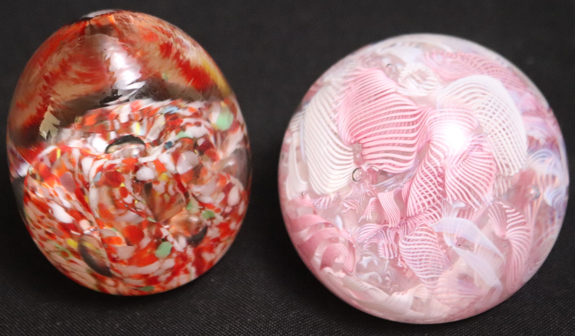 Set Of 2 Colorful Vintage Art Glass Paperweights #64561 | Auctionninja.com