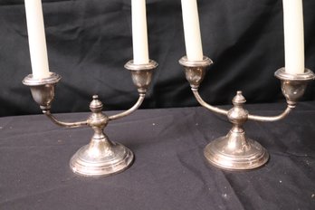 Pair Of Gorham Sterling Weighted Candle Holders