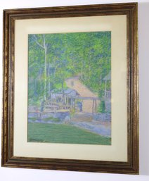 Post Impressionist Style Chalk Pastel Painting Signed Hurley And Dated, LL.