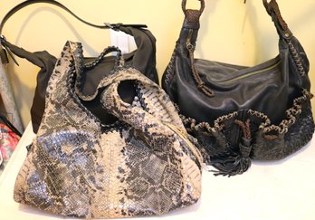 Lot Of 3 Vintage Pocketbooks With Coach Fabric & 1 Woven Leather Bag & 1 Snakeskin