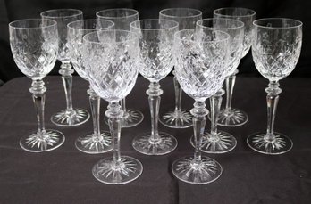 Set Of 11 Rogaska Queen Floral Etched Crystal Wine Glasses