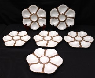 Set Of 6 French Vintage Oyster Plates