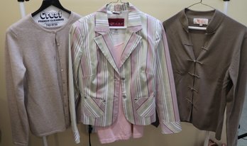 Cashmere Twin Set, Cashmere Asian Style Sweater, ABS Striped Blazer & Tank Top