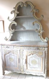 Unique Country French Carved Cabinet Painted Robins Egg Blue.