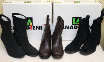 Three Pairs Of New & Like And New Ladies Booties By Canadienne & Mephisto Size 8