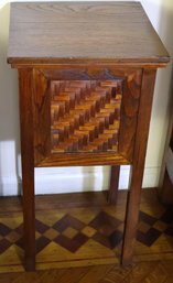 Early 20th Century Oak Side Cabinet Or Humidor With Lift Top And Woven Reed Sides.