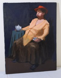 Unframed, Contemporary Oil On Canvas Painting A Cup Of Tea Please By Douglas Graham, 2014.