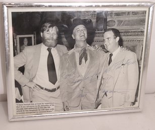 Larry Hagman Autographed Black, White Photo.