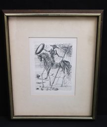 Salvador Dali Don Quixote Etching Signed In The Plate
