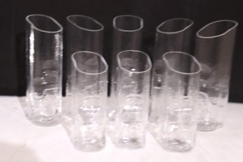 Rare Claus Joseph Reidel Set Of 5 Tall And 3 Short Glasses With Slanted Edge.