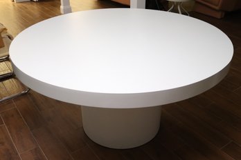 Modern Round White Formica Dining Table With Column Base Almost 5 Across!