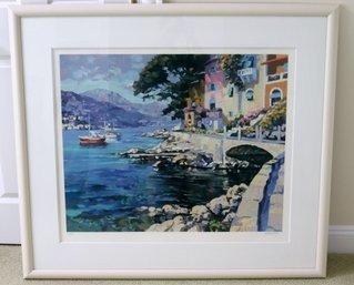 Mykonos Signed Serigraph By Howard Behrens, 1992.