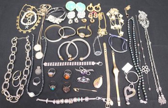 Mixed Fashion Jewelry Lot Including Necklaces, Bracelets, Earrings And Watches