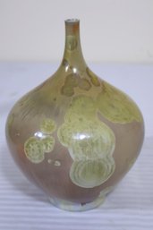 Crystalline Pottery Vase With Elegant, Tapered Shape Signed Paul Lorber, Dated 2006.