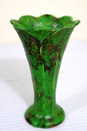 Unique Weller, Coppertone Vase With Raised Lily Pad Motif And Flared Rim