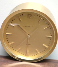 1970s Tiffany And Company Swiss Made Quarts Brass Table Clock With Dedication.