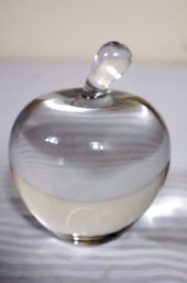 Tiffany And Co. Crystal Apple Paperweight.