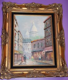 Paris Street Scene Acrylic Canvas Painting By T. Carson