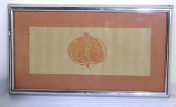 Leonard Baskin, Framed Woodblock Print Of A Pomegranate.
