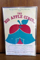 A Vintage Framed Poster Of The Big Apple Circus Coming To Town.