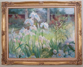 Large Floral Still Life Painting In Frame Signed By The Artist Ruth Baoerian, Approx. 47 X 37 Inches