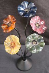 Exaltations Fine Art International, Handmade Glass Floral On Sculpted Metal Stems.