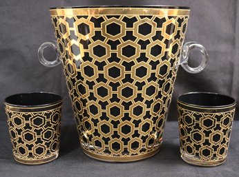 Jonathan Adler Newport Ice Bucket And Set Of Matching Old Fashioned Tumblers.
