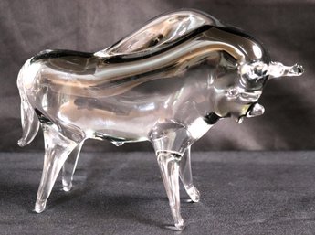 Vintage Hand Blown Murano Art Glass Bull, Signed By Artist, Nason.