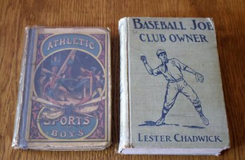 Two Vintage Books: The Baseball Joe Series, And Club Owner By Lester Chadwick And Sports Vintage Book.